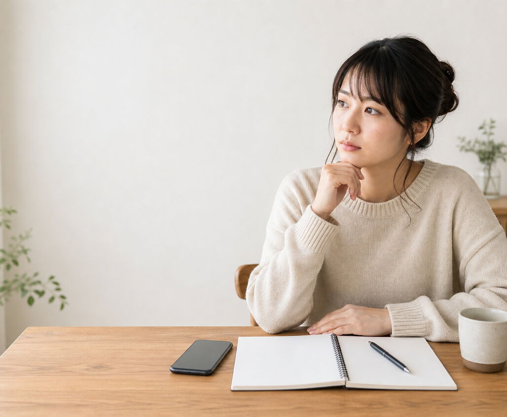 悩みを抱えて探偵相談を検討する女性