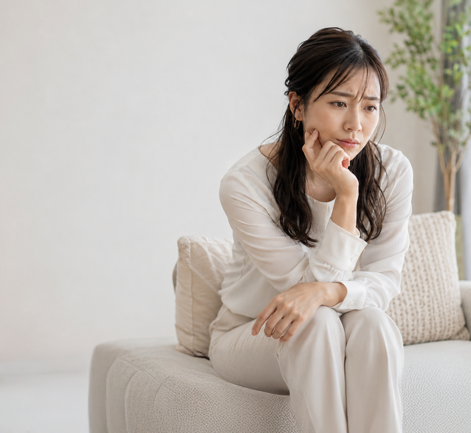 浮気の悩みを抱えて探偵相談を検討する女性