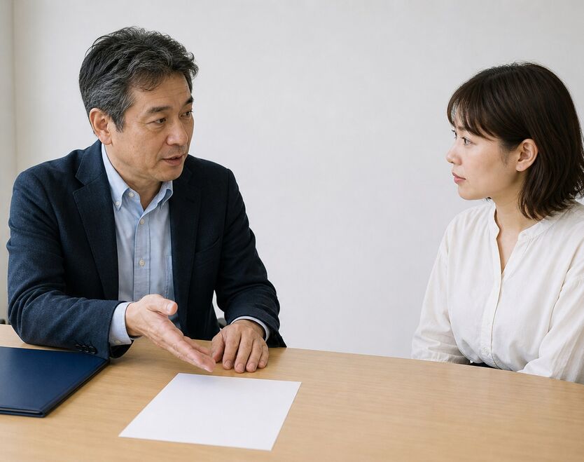 婚前調査の見積もり条件を説明する日本人相談員